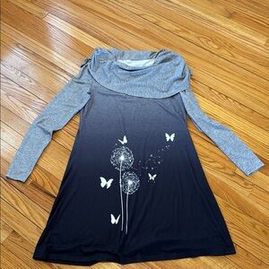 Dandelion Print Cowl Neck Dress Size Small